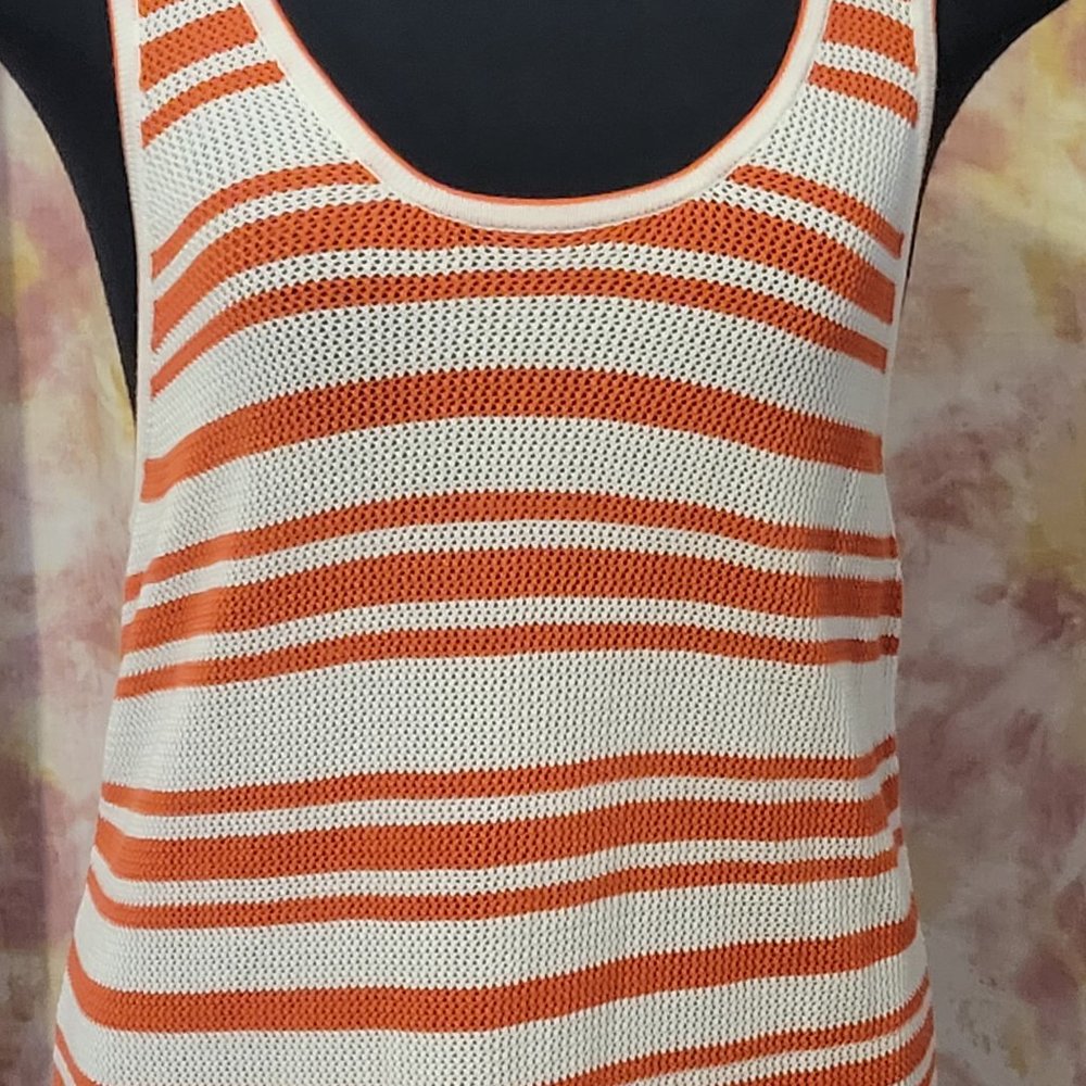 rag & bone Orange and White Striped Knit Tank